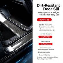 Universal Carbon Fiber Car Door Sill Protector, Anti-Scratch Anti-Collision Door Pedal Decorative Sticker, Rear Bumper Trunk Sill Protective Tape, For Car Modification - A - View 1