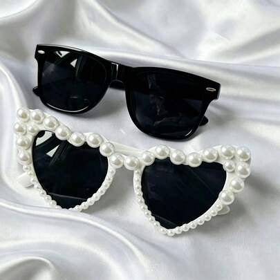 Fashion Beaded Heart-Shaped Glasses