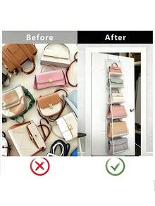 Hanging Large Capacity Handbag Organizer, Multi-Layer Dust-Proof Storage Bag, Foldable Hanging Leather Bag Organizer, Suitable For Storing Towels, Bags, Scarves And Clothes - Closet Shoe Rack And Accessories Storage, Storage Solution, Bathroom Storage, Closet Storage - Multicolor - View 7
