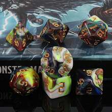 Set Dadu D&D Poliedral dengan Tas Dadu untuk Dungeon and Dragons D&D RPG (Permainan Peran) - Warna Campuran - View 5