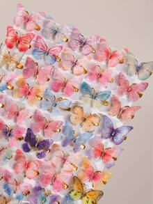 20pcs Girls Rhinestone Mesh Fairy Double Layer Faux Butterfly Hair Clips Elegant Sweet Versatile Cute Head Accessories Top Clip Back Clip Side Clip Duck Mouth Clip Daily Use - Multicolor - View 3