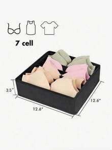 6/7/8/24 Non-Woven Fabric Drawer Storage Compartments, Foldable Wardrobe Storage Baskets And Fabric Storage Boxes Are Used For Storing Clothes, Socks, Underwear, Bras, Ties And Accessories - Black - View 10