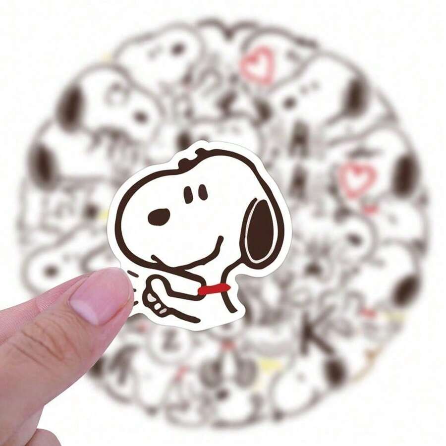 SNOOPY 1 Set/40pcs Cartoon Cute Dog Stickers Collection, Personalized Notebook Phone DIY Waterproof Stickers, Halloween Gift, Valentine's Day Gift, Easter Gift [Random Style] - Multicolor - View 1