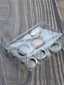5/10pcs Simple Transparent PVC Square Snap Coin Purse, Portable Mini Coin Bag, Multifunctional Earphone, Jewelry, Cosmetics, Travel Small Card Bag. - Multicolor - View 7