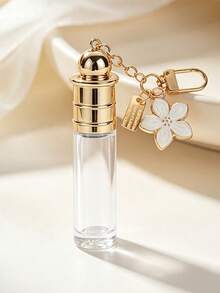 10ml Refillable Roller Empty Perfume Bottle And Free Gift, Clear Glass Travel Perfume Vial With Roller Ball, Decorative Flower Charm Keychain, Leakproof Portable Oil Sample Dispenser, Travel Essential Items, Perfume Travel Refillable, Travel Bottles - View 5
