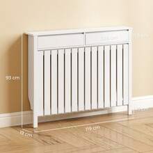 93 X 119cm Rustic-Look Radiator Cover - White - 1 - View 3