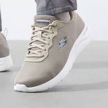 Skechers LITE-WEIGHT Lightweight Lace-Up Running Shoes Breathable Flyknit Mesh Athletic Casual Shoes - Grey - View 3