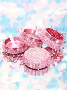 1pc Iridescent Full Rhinestone Luxury Round Multi-Function Grinding Box, Glitter Rhinestone Dried Flower & Spice Crusher, Exquisite Holiday Gift - View 9
