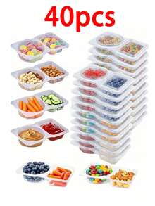 40/20/10pcs Kotak Saus Celup Transparan Portabel, Wadah Bumbu Dua Kompartemen, Baki Kotak Saus Celup, Kotak Saus Celup Multifungsi, Cocok Untuk Saus Bawa Pulang, Camilan Kecil, Natal, Halloween, Pesta Ulang Tahun, Paskah - Clear - View 13