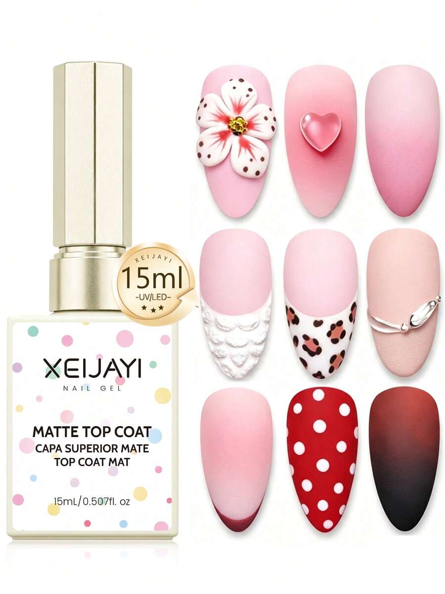 1 buah 15ml Kutek Gel Lapisan Atas Matte Transparan Tahan Lama, Hasil Akhir Mengkilap Tinggi yang Ditingkatkan dengan LED UV - Lapisan segel matte - View 1