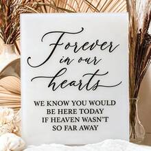 Forever In Our Hearts Acrylic Memorial Sign, Black Freestanding Wedding Remembrance Table Sign, In Loving Memory Decor For Wedding Reception, Funeral, Celebration Of Life, Heaven Remembrance Keepsake Signage - Black - View 8