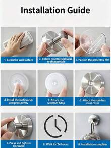 2Pcs Stainless Steel Suction Cup Hooks – Heavy Duty No Drill Bathroom Towel Hooks, Removable & Reusable Wall Hangers For Shower, Kitchen, Glass Door & Closet Organization (Black 2 Packs & Silver 2 Packs) - Silver - View 11