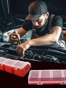 1pc Screw Storage Box Plastic Hardware Storage Box Multi-Compartment With Buckle Divider Storage Box Plastic Divider Garage Tool Nail Storage Container Home Storage Supplies Garage Organization Storage - A - View 4