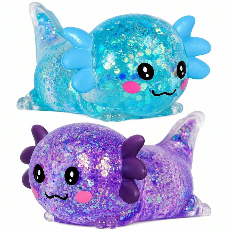 1pc Glitter&Sugar Crystal Salamander,Axolotl,Stress Relief Toy,Soft And Slow Back,Perfect For All Ages Austism,Christmas Stocking Fillers,Party Bag Fillers,Blue For Boys,Pink For Girls, Sensory Toy - Multicolor - View 1