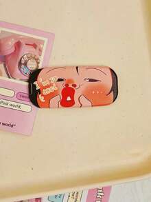 1pc Creative Mirror Phone Back Sticker Adhesive Folding Stand, Funny Cartoon Mirror Makeup Mirror For Girls, Sturdy Desktop Support For Watching Shows, Niche Design - Multicolor - View 18