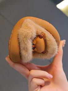 1 Pair Capybara Kids Fuzzy Slippers Winter Boys Indoor Home Slippers For Toddlers And Big Kids Girls - Light Coffee - View 6
