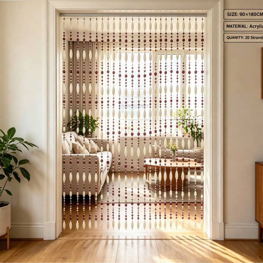 20 Strands Wine Red,90*180cm,Gradient Multi-Color Acrylic Gourd Beaded Door Curtain Entryway Partition - 90 X 180 cm - View 1