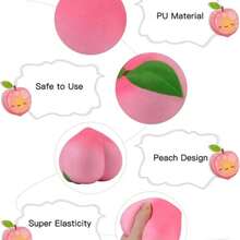 Peach Squeeze Toy, Slow Rebound Stress Relief Squishy, Slow Rebound Fruit Stress Relief Squeeze Toy, Decompression Gift Decor, PU Realistic Food Prank Toy - Multicolor - View 6