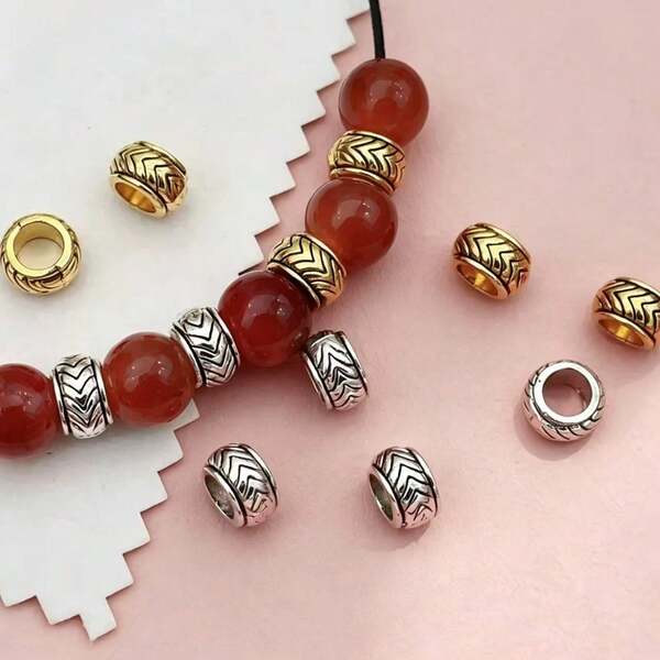 50pcs Vintage Alloy Wavy Spacer Beads, Silver & Antique Gold Spacer Beads, Jewelry Making, Suitable For DIY Necklace, Bracelet, Jewelry Making, Necklace Pendant Accessories, Can Be Used For DIY Bracelet, Necklace, Earrings, Hair Braid Decoration, Craft Making, Jewelry Making Matching Beads, Spacer Beads