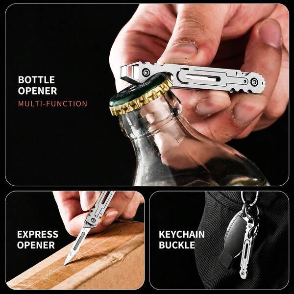 Stainless Steel Multi-Function Knife With Replaceable Blades, Folding Utility Knife, Portable Box Opener, Parcel Unboxing Tool, Folding Surgical Knife, Manual Outdoor Tool
