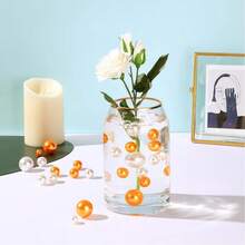 200g Artificial Floating Non-Porous Pearls For Vase Filler, 10mm/16mm/20mm Mixed Sizes, Used For Vase Decoration, Wedding Decor, Vase Filler, Floating Candle Decoration, Home Center Table Decor, Suitable For DIY Wedding, Birthday, Theme Party, Valentine's Day Decor, Halloween Decor And Christmas Centerpiece Decoration (Includes Water Beads) - Burnt Orange - View 9