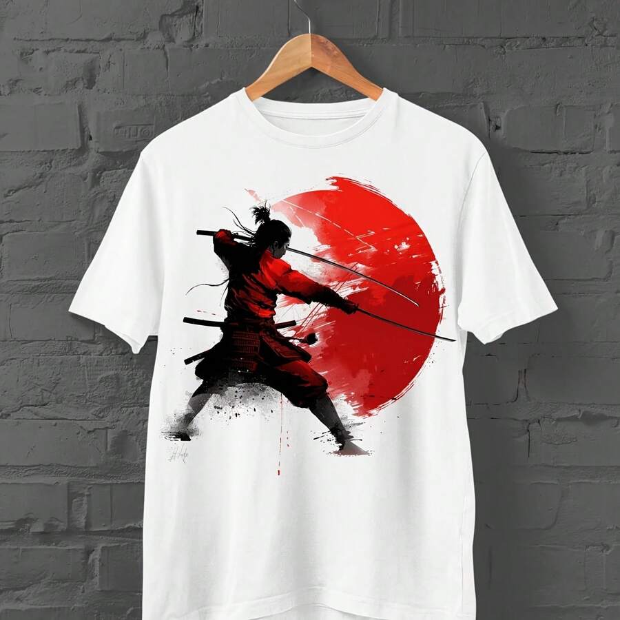 Japanese Samurai T-Shirt Anime Samurai Japanese Ink Animation Japanese Aesthetic Samurai Comfortable And Breathable For Daily Use - 款式 - 查看 1