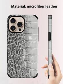1 buah Casing Ponsel Kulit Mikrofiber Motif Buaya Lembut Tahan Guncangan Anti Jatuh Kompatibel dengan Apple 17 Pro Max/16 Pro Max/16plus/13 ProMax/14 ProMax 13 14 11 12pro 11/15pro Galaxy S24 Ultra dengan Lubang Speaker Desain Transfer Suara Hadiah Liburan - Hitam dan Putih - View 5