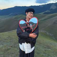 Cermin Berbentuk Hati dengan Bingkai Merah, Alat Peraga Foto Selfie Genggam Estetis, Cermin Dekoratif Portabel untuk Fotografi Pasangan Saat Perjalanan Luar Ruangan, Dekorasi Dinding Rumah - Cermin berbentuk hati - View 6