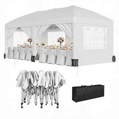 10'x20' Pop Up Canopy Tent Heavy Duty Commercial Grade For Outdoor Parties Weddings Backyard