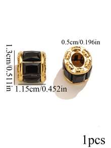 1 Buah Manik-Manik Silinder Lubang Besar Stainless Steel Berlapis Emas 18K dengan Manik-Manik Spacer Rhinestone untuk Gelang dan Kalung, Kit Pembuatan Perhiasan DIY - titisan - View 8