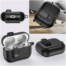 1個皮革紋理耳機保護殼 防丟鎖扣式 相容 Apple 第1/2代、Pro/Pro2、Pro3、Apple 第3/4代 保護殼支架 - 彩色 - 查看 7