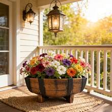 1 Set Flower Pot [Balcony Landscape Dedicated Flower Pot] Vintage Style, Suitable For Planting Green Plants/Flowers/Succulents, Durable And Sun-Resistant, Suitable For Outdoor Use, Home Decor Gardening Gift - Black+Brown - View 9