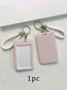 New Minimalist Polka Dot Pattern (Randomly Distributed Print) Card Holder (Card Holder + Keychain), Suitable For Student ID, Meal Card, Transit Card, Access Card And More, Functions As Bag Charm, Keychain, Wallet And Bank/Credit Card Storage, Equipped With Sliding Cover Design And Lanyard, Made Of Durable Plastic Material, Sturdy And Long-Lasting, Effectively Protects Work ID, Essential For Holiday Travel And University Life - Multicolor - View 11