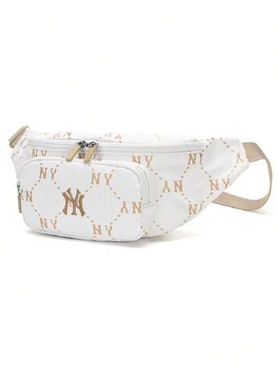MLB Unisex Outdoor Sports Casual Bag DIA MONOGRAM SPORT HIPSACK 26 Summer New All-Over Monogram Print Commuter Chest Bag 3AHSM035N-50IVS