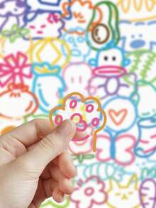 60 buah Stiker Doodle Warna-warni untuk Dewasa, Remaja, Pecinta Stiker, Elemen Kartun Kecil, Dekoratif untuk Buku Catatan, Tablet, Scrapbook, Buku Harian, DIY, Skateboard, Gitar, Helm, Gelas Air, Kotak Penyimpanan, Stiker Tahan Air - Gambar coretan berwarna-warni - View 6