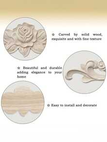 6pcs/Set Rose Flower Solid Wood Carved Wooden Decor, European Style Solid Wood Carved Wooden Decor, Unpainted Vintage Corner Flower Rose Flower Solid Wood Applique, Can Be DIY Painted For Decoration, Small Wooden Carved Applique, Triangular Wooden Corner Decor For Drawer, 3D Carved Exquisite Rose Flower Decorative Corner, Suitable For Furniture Cabinet Decoration, Decorating Drawer-Cabinet Door-Cornice-Cabinet-Photo Frame-Door Window-Furniture-Background Wall-Christmas-Halloween-Thanksgiving-Valentine's Day And Other Applique Decoration - A - View 8
