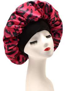 1pc Women's Leopard Print Satin Hair Bonnet, Fashionable Leopard Print Head Cover, Suitable For Daily Hair Care, Home Hair Washing, Nighttime Hair Protection - Multicolored Leopard Print - View 11