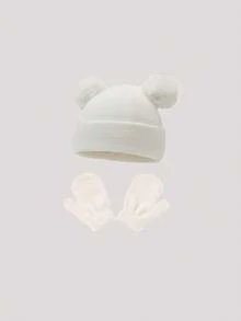 4 piezas/Set Gorro y guantes de punto para bebé, adecuado para niños/niñas, regalo ideal para Navidad/Acción de Gracias. Gorro de punto cálido, transpirable, suave y amigable con la piel para bebé - Multicolor - Ver 14