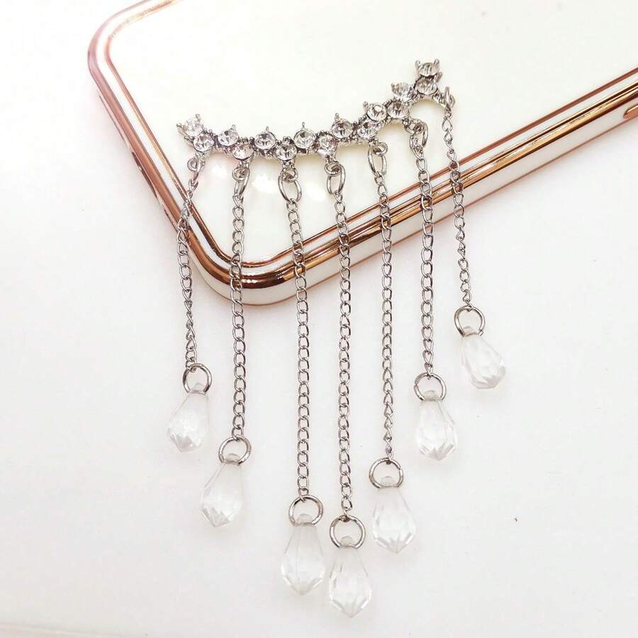 Tassel Phone Case Pendant DIY Tassel Charm Phone Case Pendant Decoration Accessories Beauty Rhinestone White Fashion Crystal - White Tassels - View 1