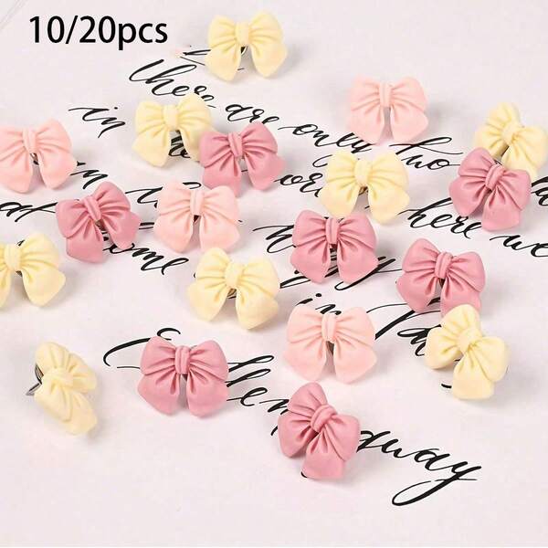10/20 piezas de chinchetas con lazos lindos surtidas al azar, chinchetas decorativas de colores para pared de fotos, mapa, decoración de oficina, accesorios de escritorio lindos para oficina en casa, Día de San Valentín, decoración de pared para fiesta de vacaciones, chinchetas con lazos lindos