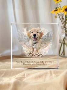 Custom Pet Memorial Acrylic Plaque, Personalized Dog And Cat Name And Date Commemorative Block, 1cm Thick Transparent Acrylic Photo Frame, Angelic Desktop Office Home Decor, Pet Owner Bereavement Mourning Gift Idea - Multicolor 2 - View 8