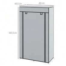 Fabric Wardrobe Space-Saving Closet With 5 Compartments & Clothes Rail, Zipper, Folding Wardrobe In Light Grey - 淺灰色 - 查看 3