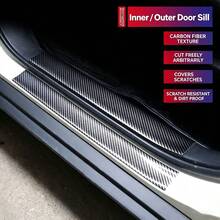 Universal Carbon Fiber Car Door Sill Protector, Anti-Scratch Anti-Collision Door Pedal Decorative Sticker, Rear Bumper Trunk Sill Protective Tape, For Car Modification - A - View 2