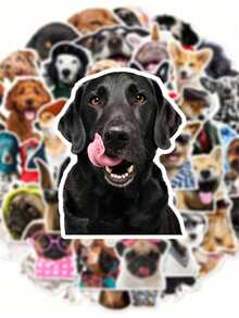 50pcs Funny Dog Expression PVC Stickers, Cartoon Decorative Gift, Suitable For Scrapbook, Laptop, Luggage, Guitar, Water Bottle, Phone Case DIY Decals - Multicolor - View 3