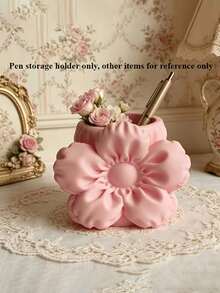 1pc 3D Flower Shaped Desktop Pen Holder, Large Capacity Storage For Stationery And Miscellaneous Items, Say Goodbye To Desk Clutter, Suitable For Desk, Vanity, Office Desk, Office, Study, Home Desktop, Decorative Item With Great Atmosphere - Puff Flower - View 2