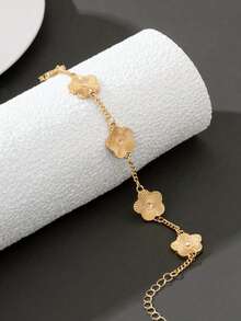 1pc Minimalist Floral Men's Bracelet Suitable For Daily Wear - Metal Flower Bracelet - View 3