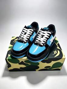 A BATHING APE STA LOW Sneakers Blue Black BAPE Skate Shoes - Blue - View 1