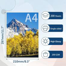 Glossy Inkjet Photo Paper, A4 Size, 200 Gsm, 50 Sheets - 50 Sheets - View 2