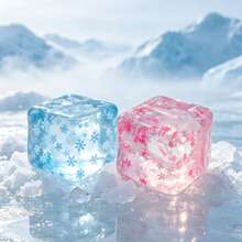 1 Peça Brinquedo de Apertar Cubo de Gelo de Cristal, Preenchido com Glitter de Flocos de Neve, Textura Macia de Maltose, TPR Elástico, Alívio de Estresse, Brinquedo de Ventilação Manual e Ponta dos Dedos, Presente Criativo de Feriado para Estudantes - Multicolorido - Visão 3