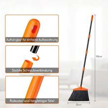 Escoba con mango extensible de 1,35 m, apta para interiores y exteriores, para terraza, garaje y camping - 1 unidad - Ver 5